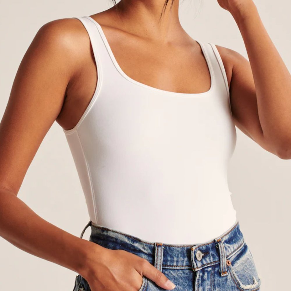 LIKE NEW Abercrombie Scoopneck Tank Bodysuit White